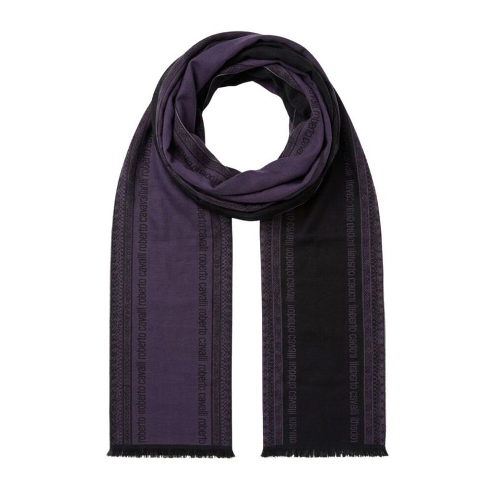Roberto Cavalli ESZ062 03000 Purple Wool Blend Signature Mens Scarf